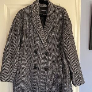 Madewell long coat black and white